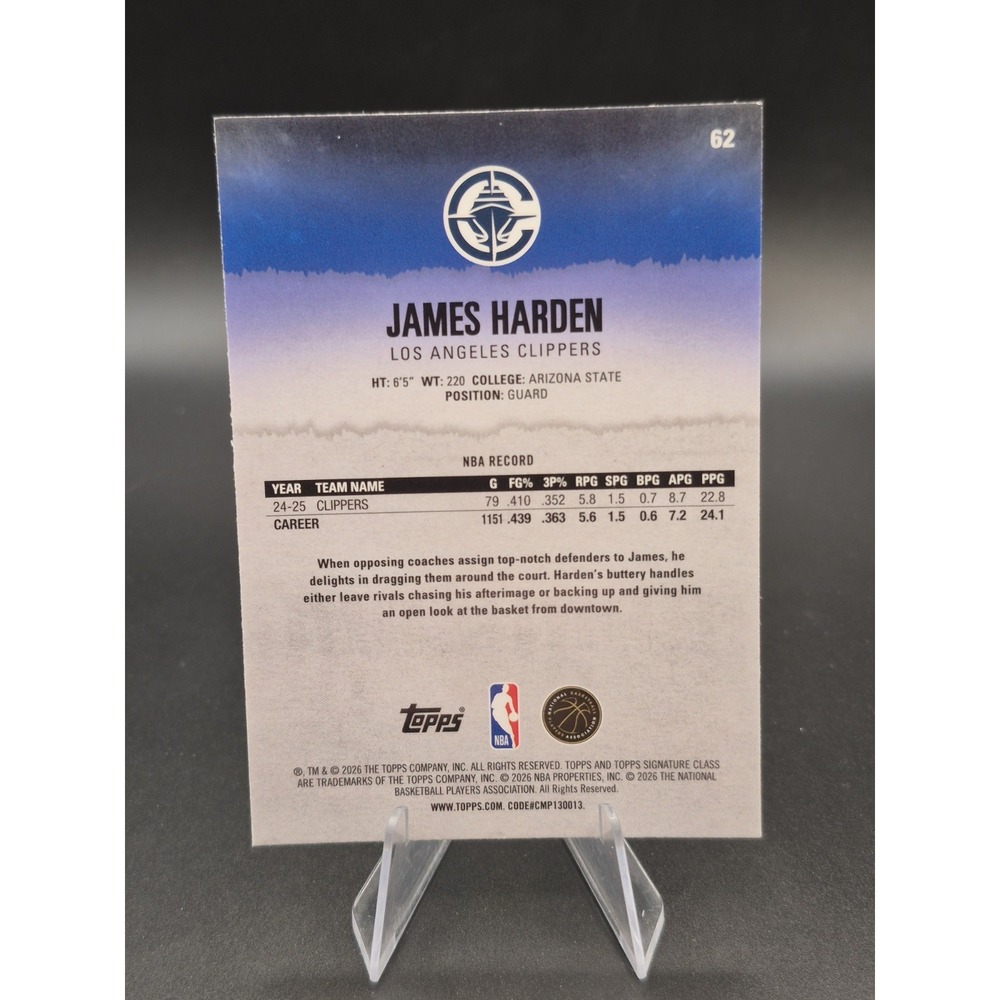 2025-26 Topps Signature Class James Harden #62 Gold Pandora LA Clippers - Picture 2 of 10